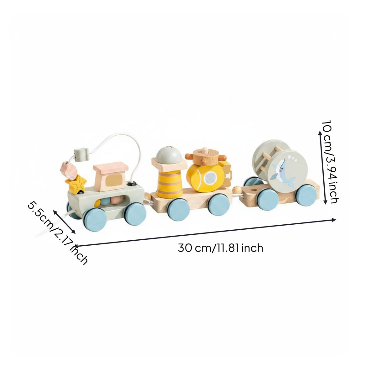 Wooden Creature Train Educational Wooden Pull Train Parent-Child Interaction