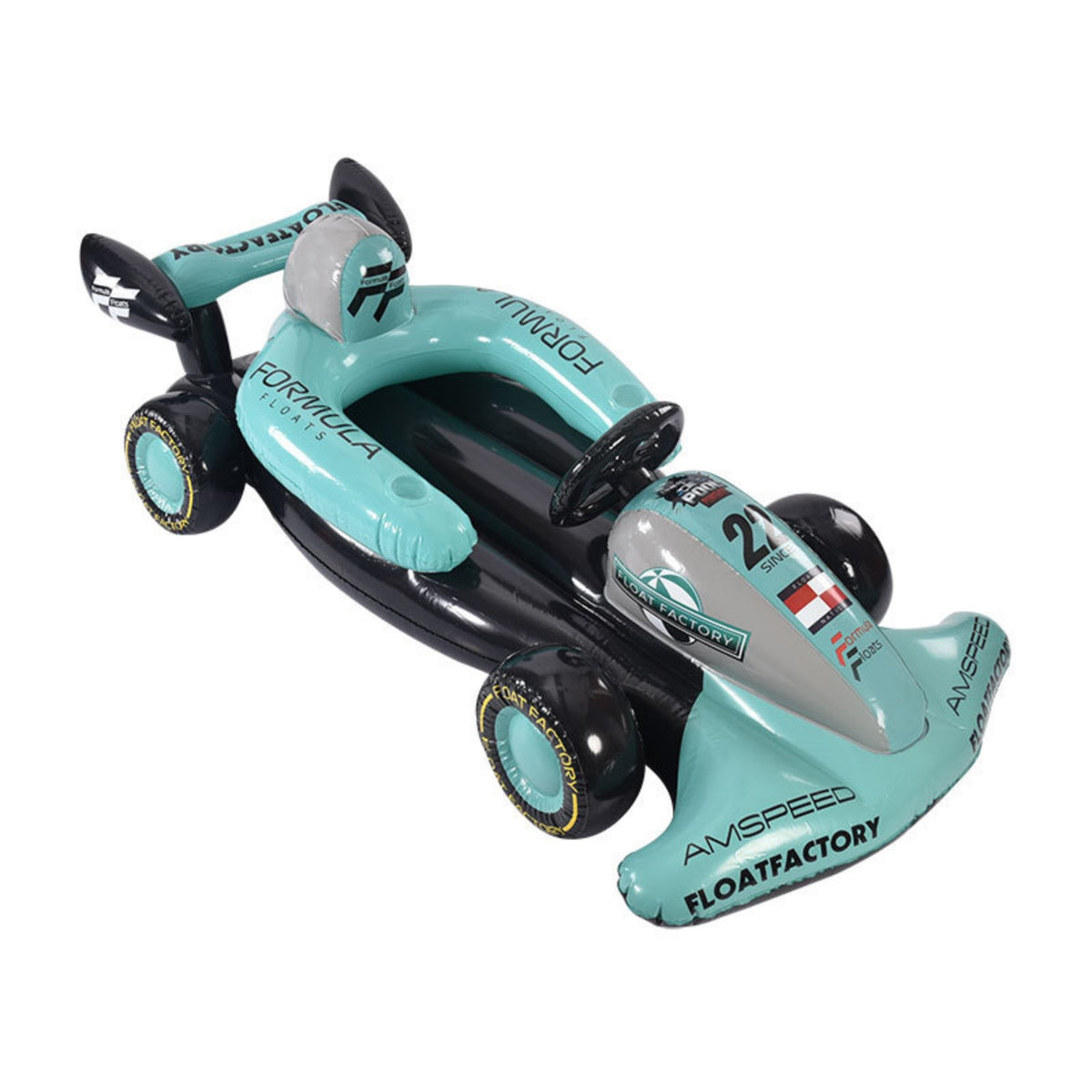 Single-Seater Car Float Molded Cockpit Race Car Pool Inflatable Printed Graphics Aquatic Fun Item