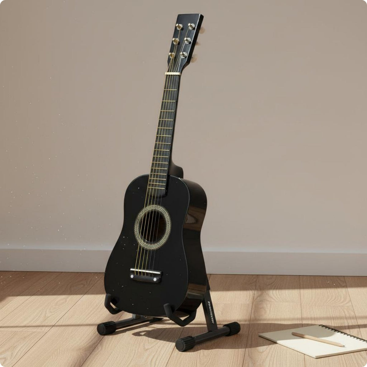 25 Inch Guitar Solid Wood Toy Guitar Easy to Play for Learning, Beginners