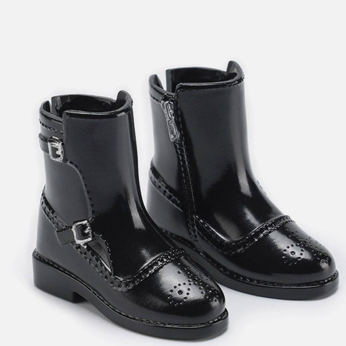 Doll Boots Low Block Heel Glossy Doll Ankle Boots Collectible Accessory