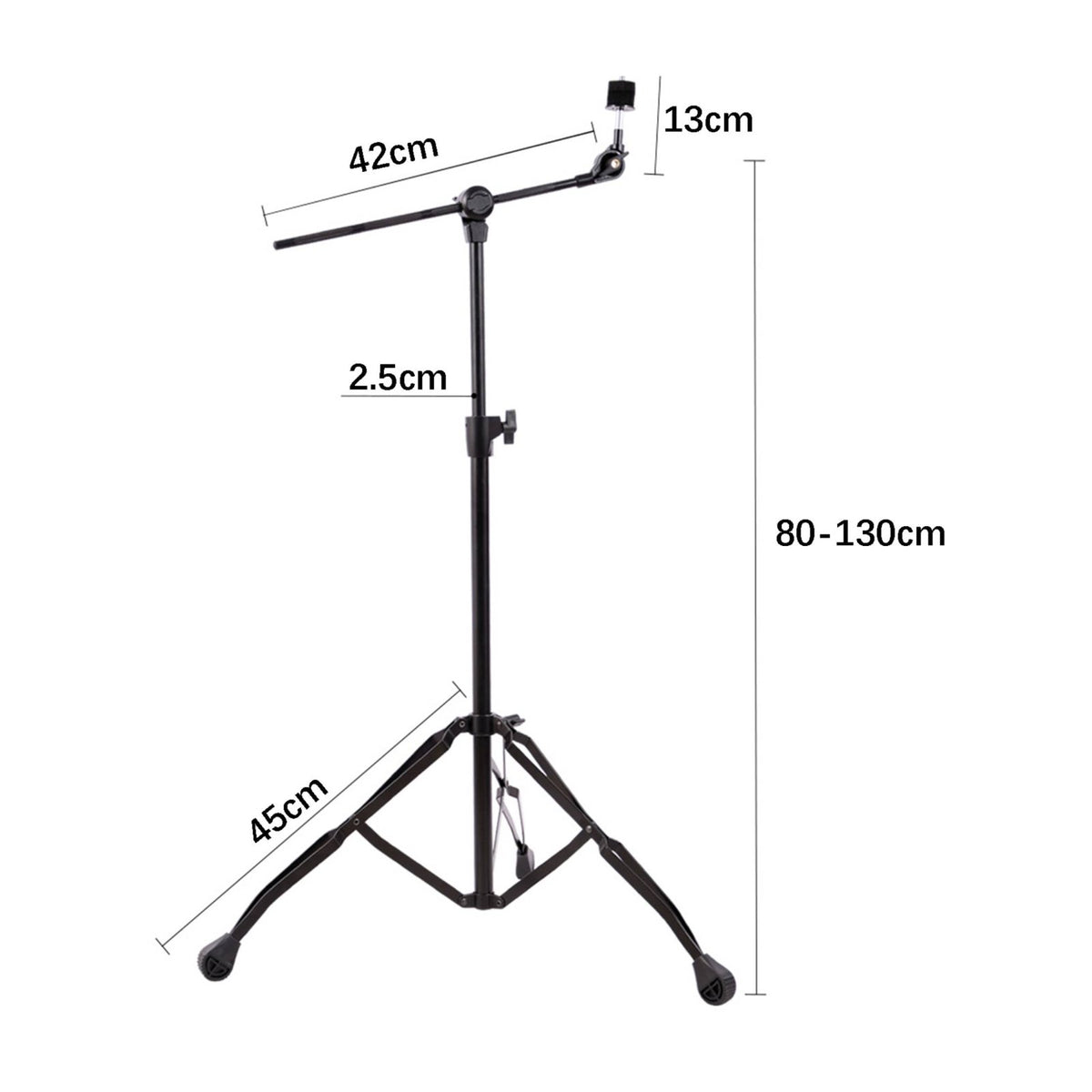 360 Degree Tilter Convertible Cymbal Stand Non-Slip Rubber Feet Swing-out Cymbal Stand Collapsible Design for Stage Performance