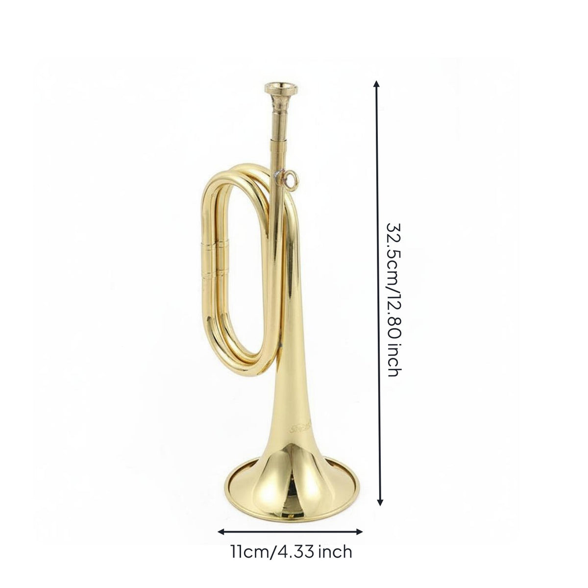 Bugle Engraved Brass Bugle Loud Sound Ceremonial Trumpet for Procession, Marching Band