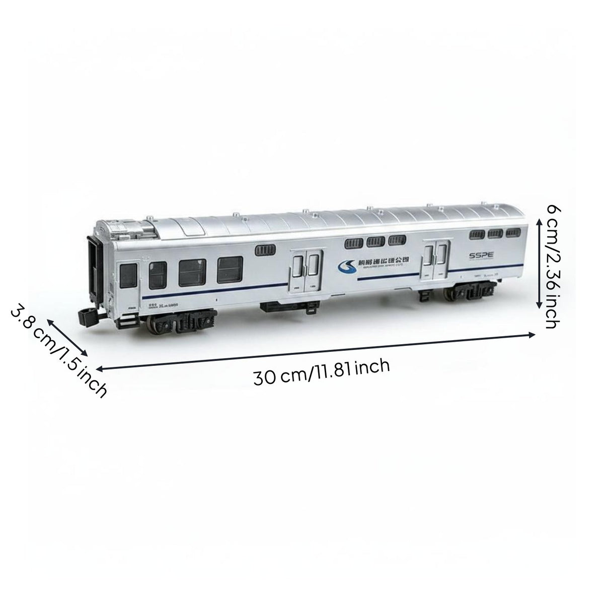 Lighted Baggage Railcar Model Rolling for Display Shelf