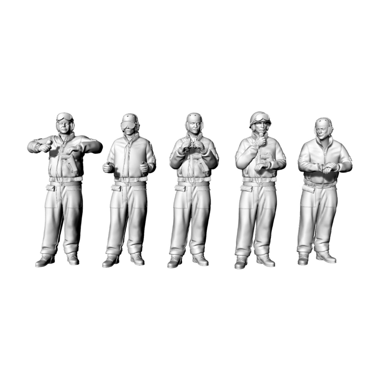 5 Pieces WWII American Tanker Figure Ready to Paint WWII American Army Combatant
