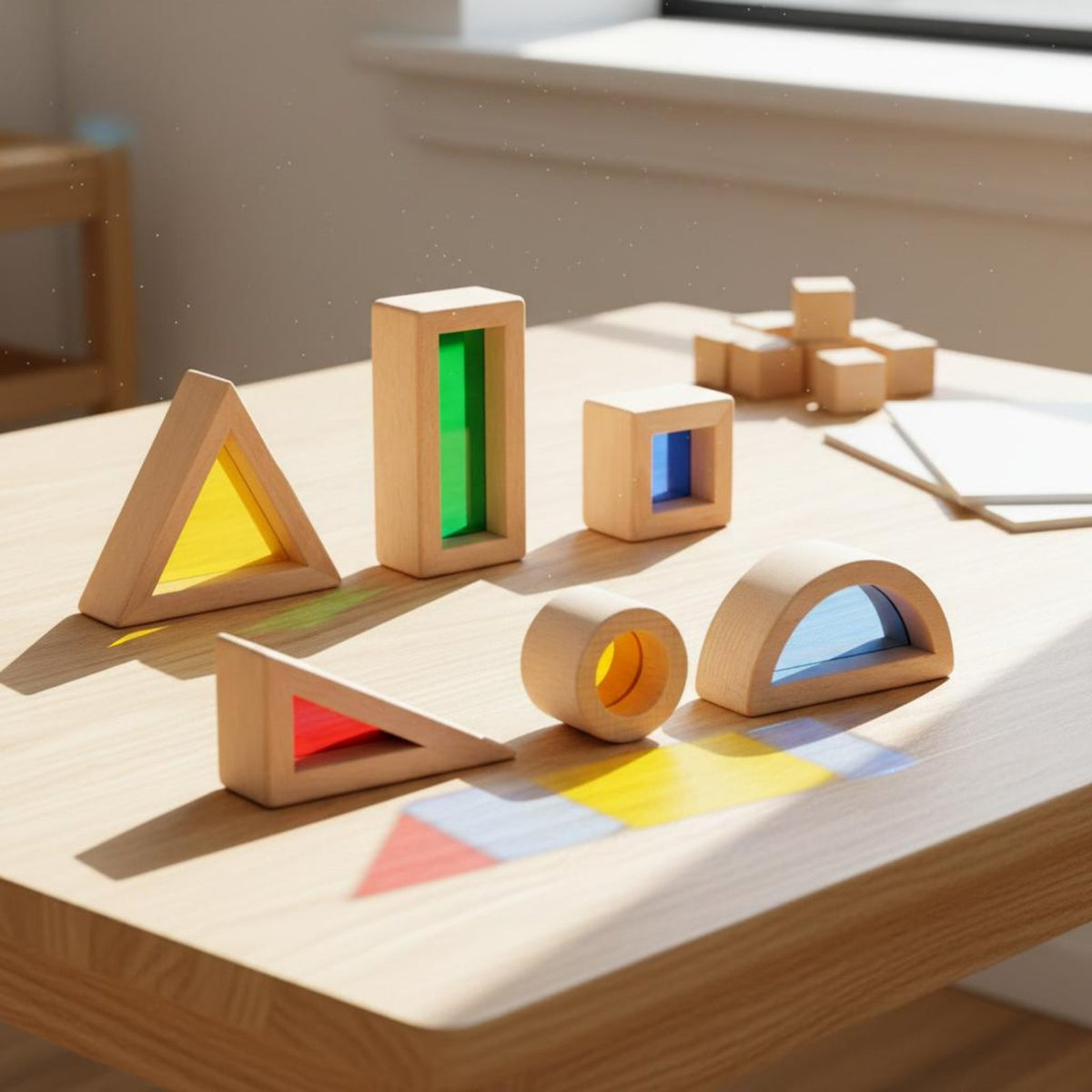6 Pieces Rainbow Acrylic Building Blocks Science and Engineering Concepts Wooden Acrylic Blocks Sparks Creativity for Young Children, Playroom