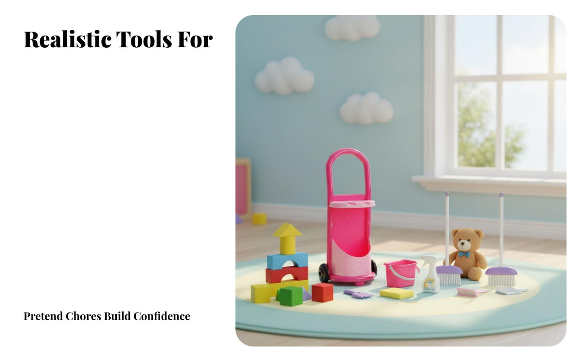 Kids Broom and Mop Set Role-Playing Fun Toy Cleaning Cart Set Educational Childrens Cleaning Tools for Girls, Young Children