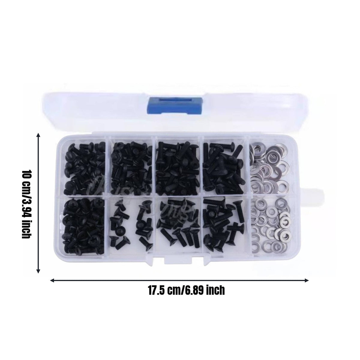 500 Pieces Metric 3 M4 Screw and Nut Set With Storage Case RC Crawler Hardware