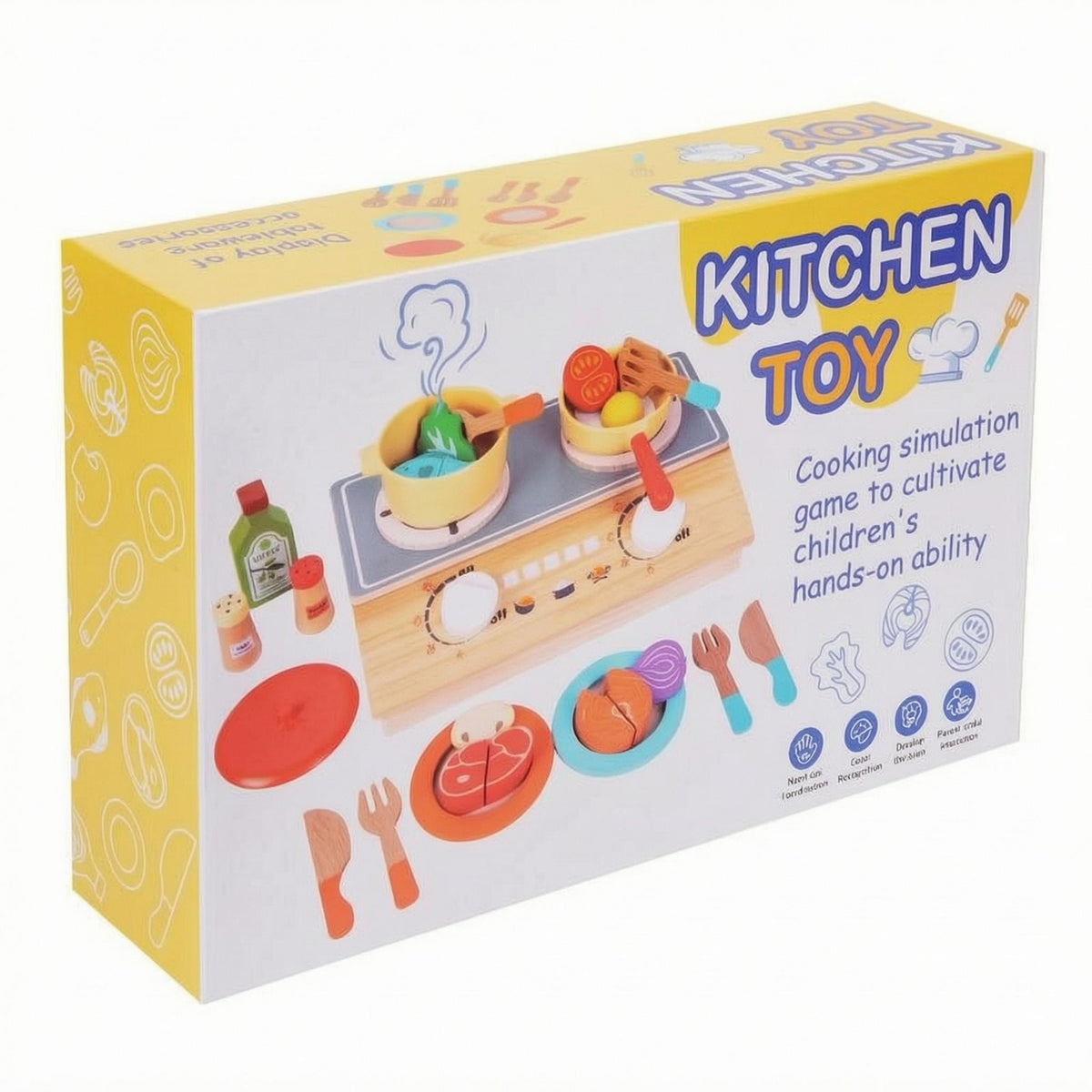 Pretend Kitchen Stove Child-Sized Wooden Cooking Toy Painted Surfaces