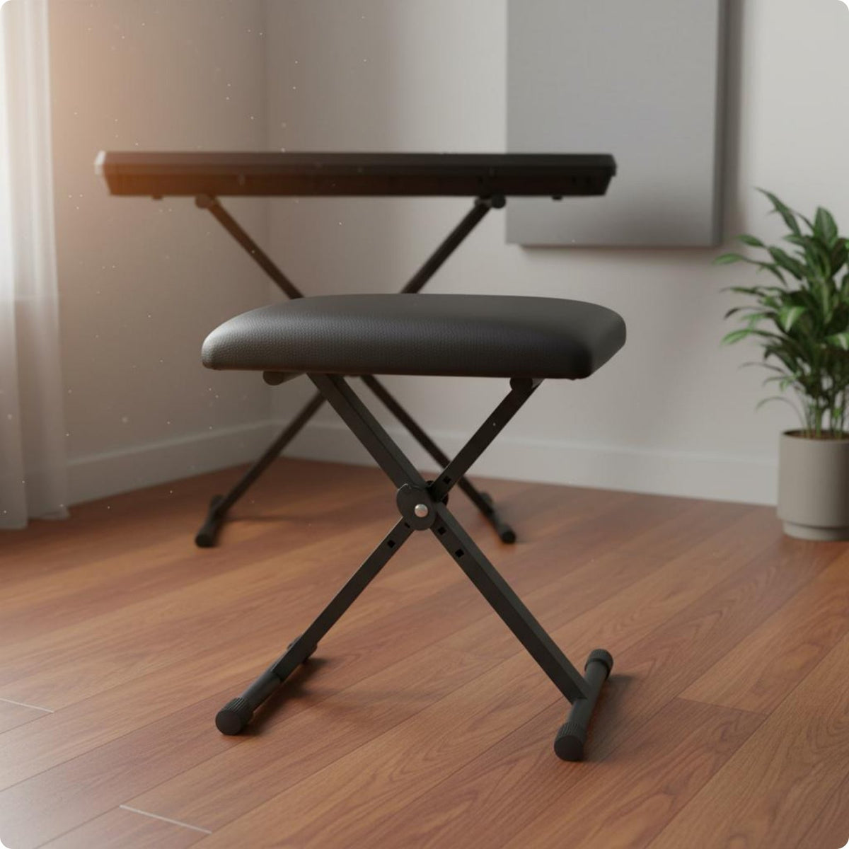Folding X Piano Stool 100 Kg Load Capacity Adjustable Padded Stool Sturdy