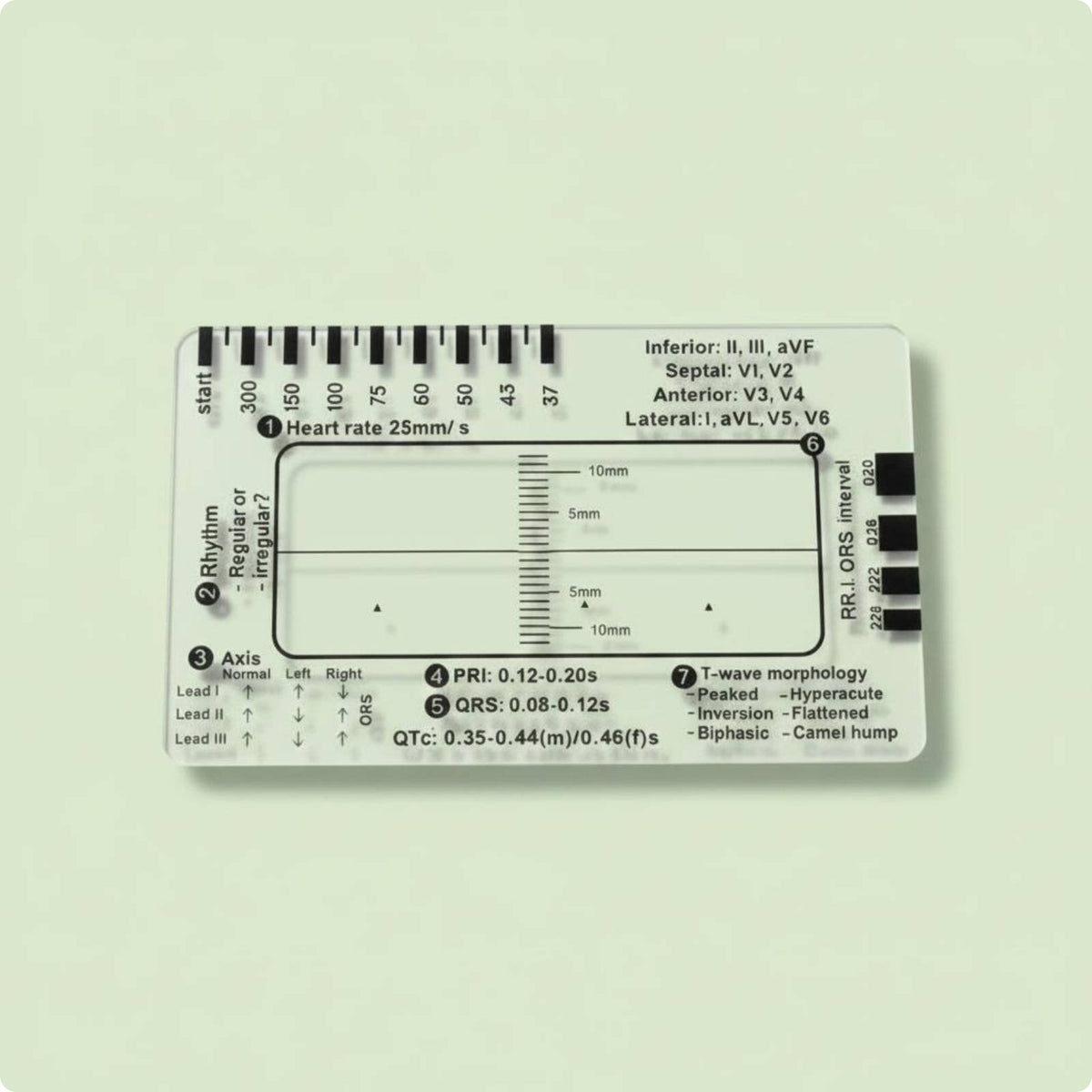 Portable ECG Reading Ruler Clear Scale Heart Rhythm Ruler Easy to Use for Nurses