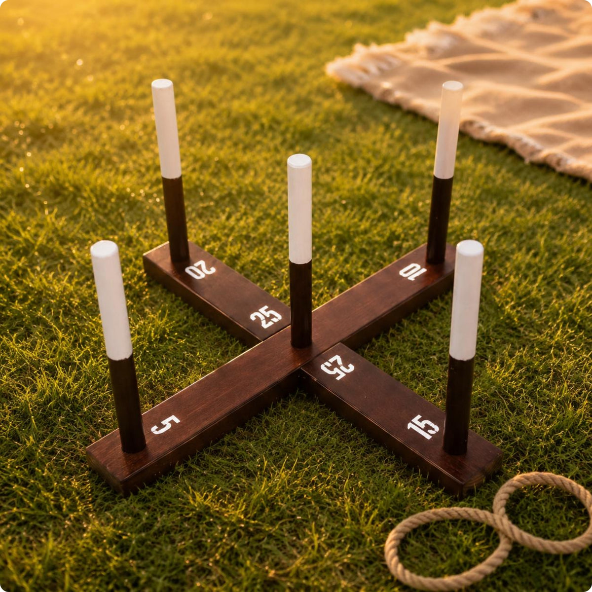 Wooden Post Target Game Upright Posts Rope Post Target Game Hand-Eye Coordination Yard Play for Outdoor