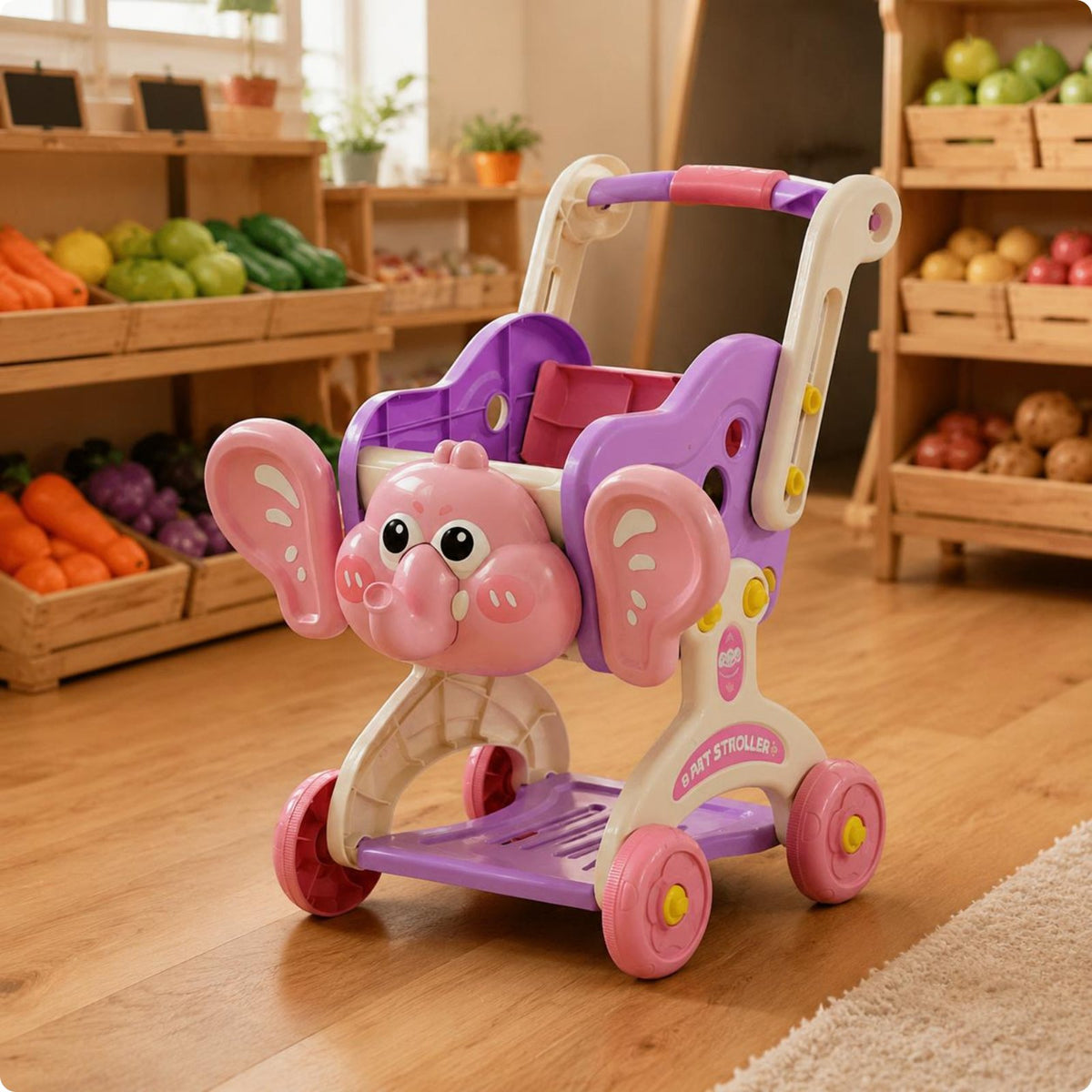 Kids Shopping Toy Trolley Toy Role-Playing Pretend Shopping Toy Trolley Working Wheels Screenunplugged Fun for Boys and Girls