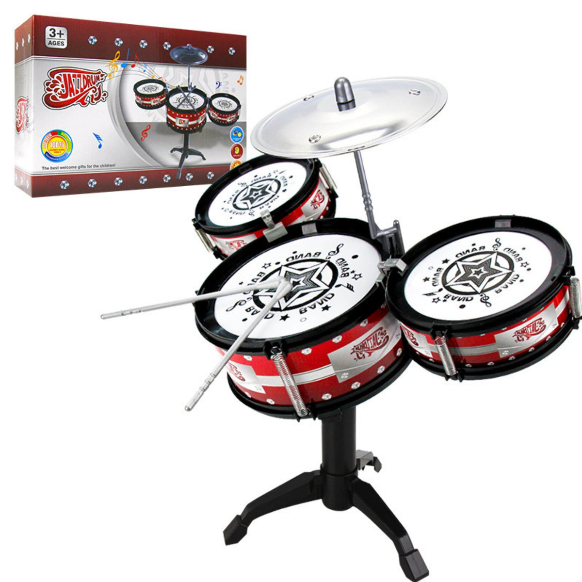5 Piece Drum Kit Toy Inspires Musical Talent Young Child Percussion Playset