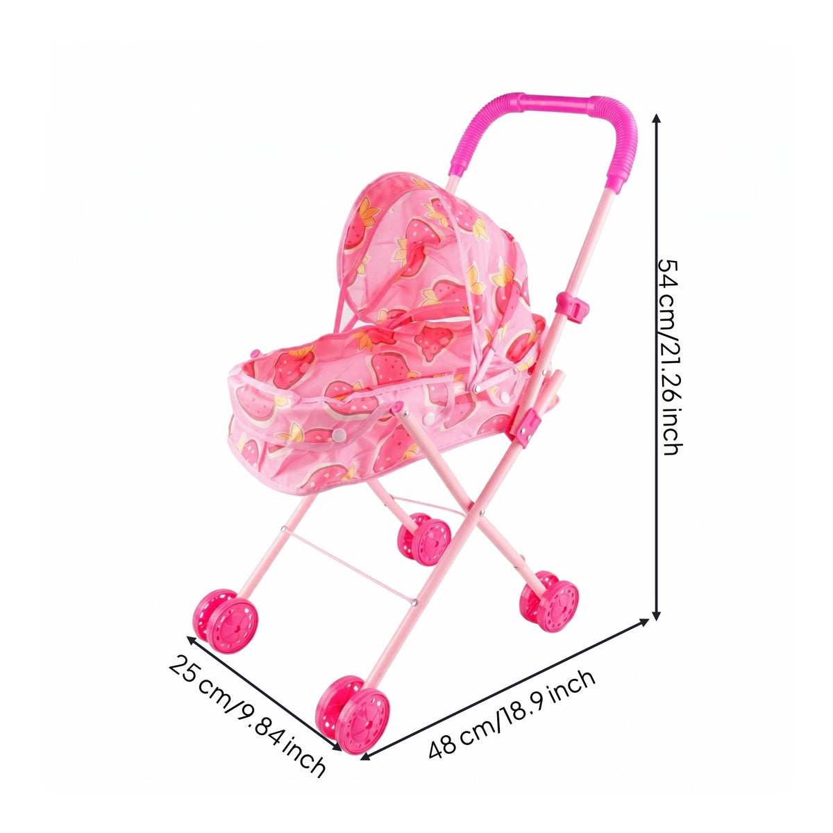 Baby Doll Carriage Iron Pipe Frame Toy Pram Realistic Design for Girls, Kids 3-6