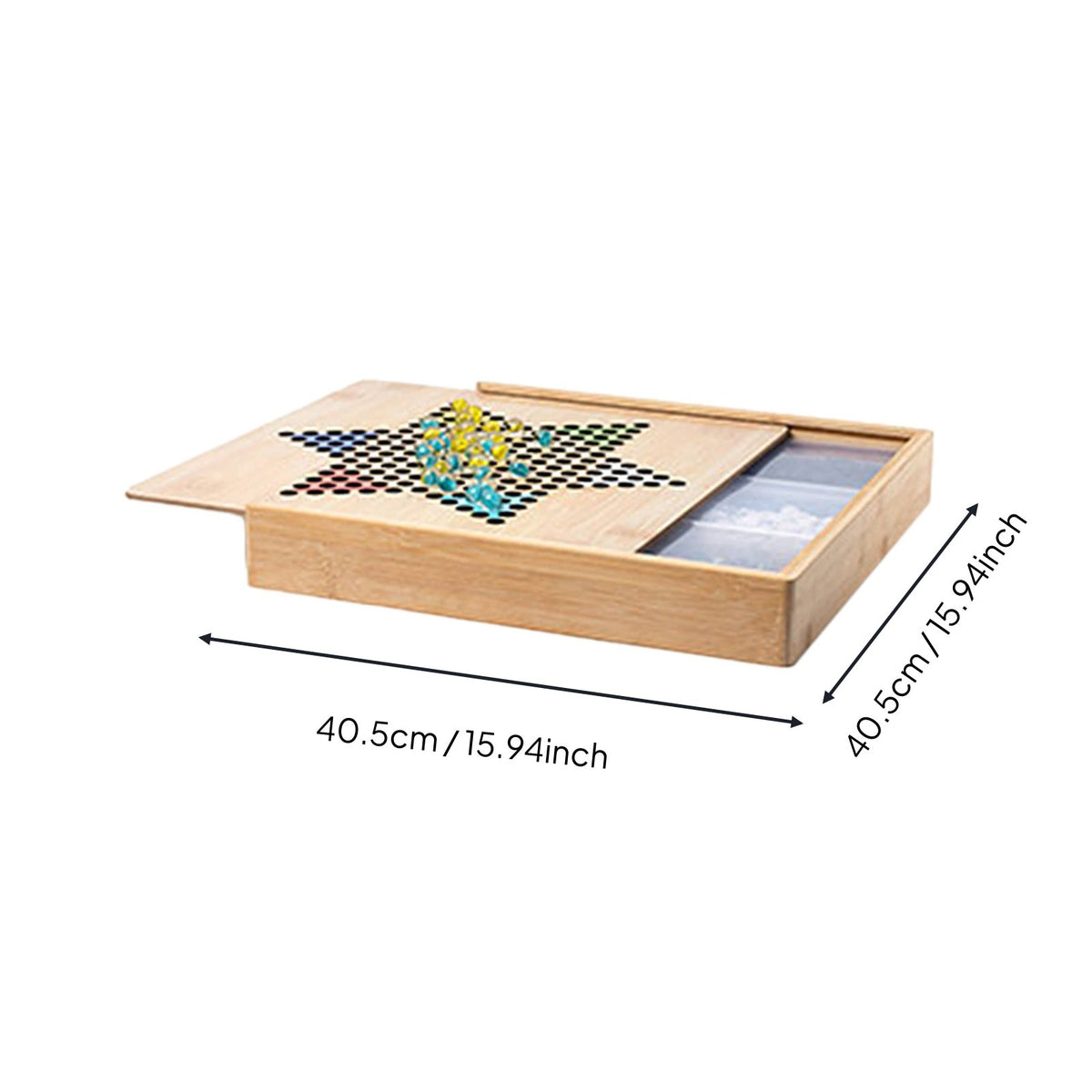 Bamboo Game Board with Storage Large Size Wooden Board Game Collection for Family, Kids, Home Entertainment