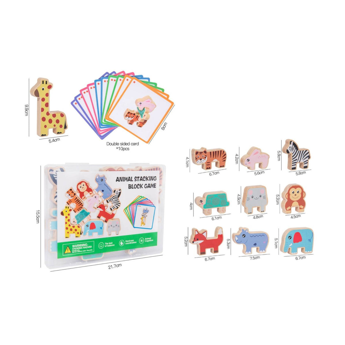Wooden Creature Stacking Toy Illustrated Creature Stacking Blocks Easy to Grip