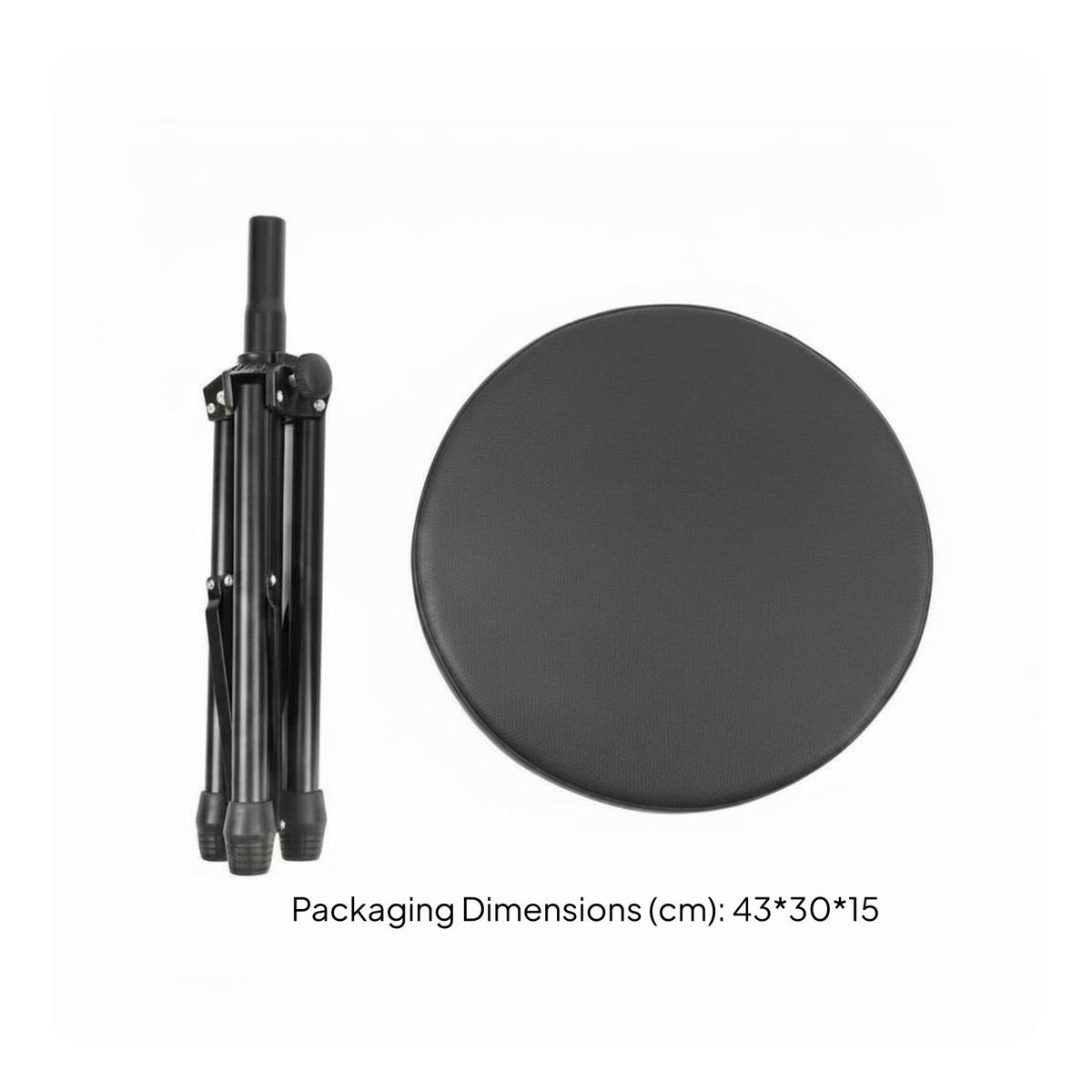 Foldable Round Drum Stool Non-Slip Feet Adjustable Drum Throne for Stage, Studio