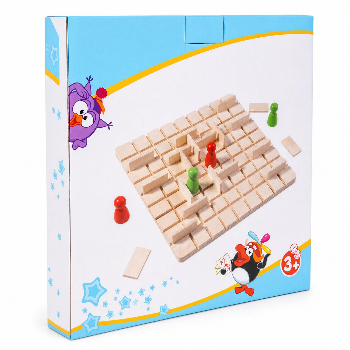 Grid Board Game Natural Wood Children's Pastime Compact for Tabletop