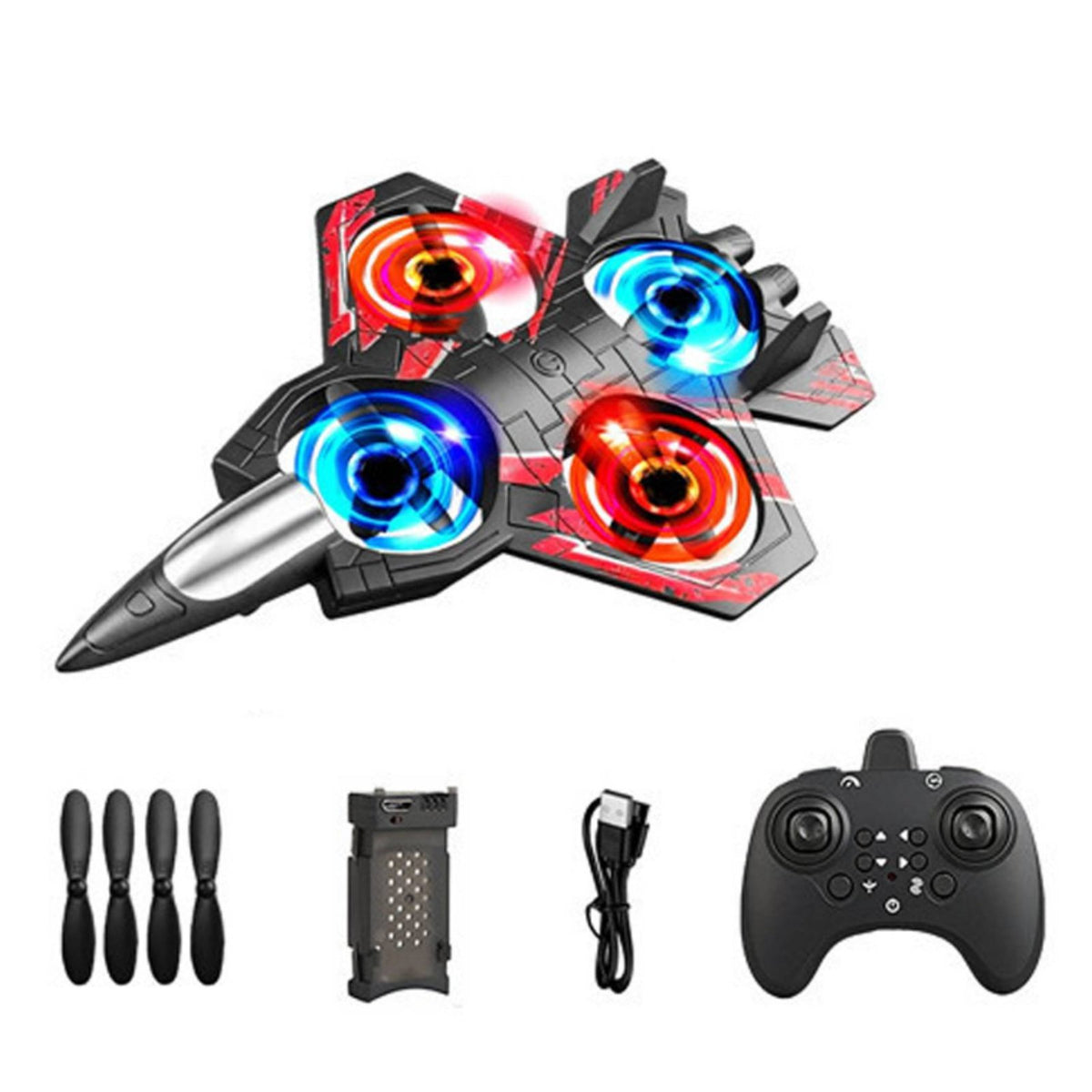 Remote Control Airplane, Stunt Jet, Shockproof, Light-Up, Kids Outdoor Toy