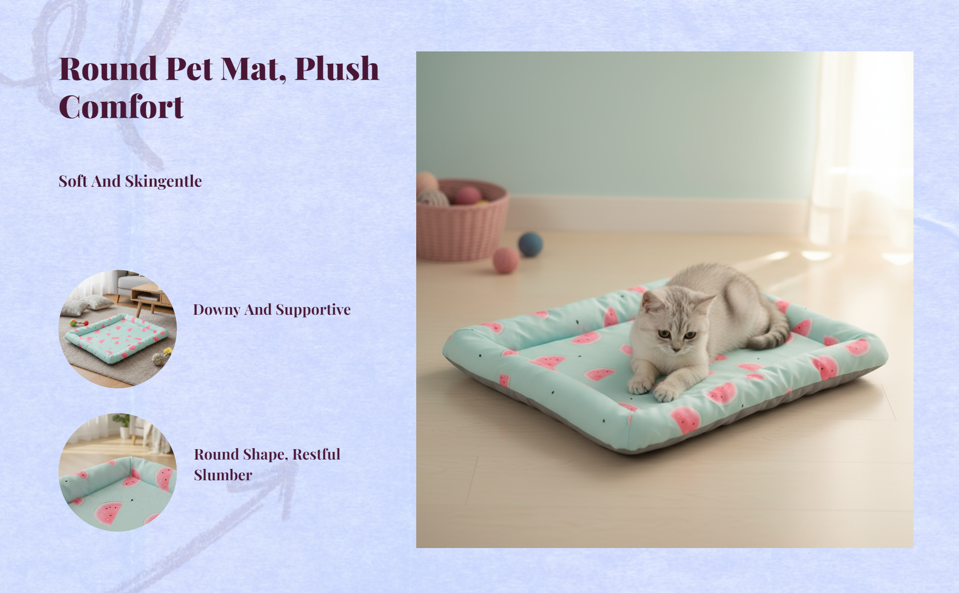 Leak-Resistant Absorbent Pet Bed Mat Round Sleeping Pad