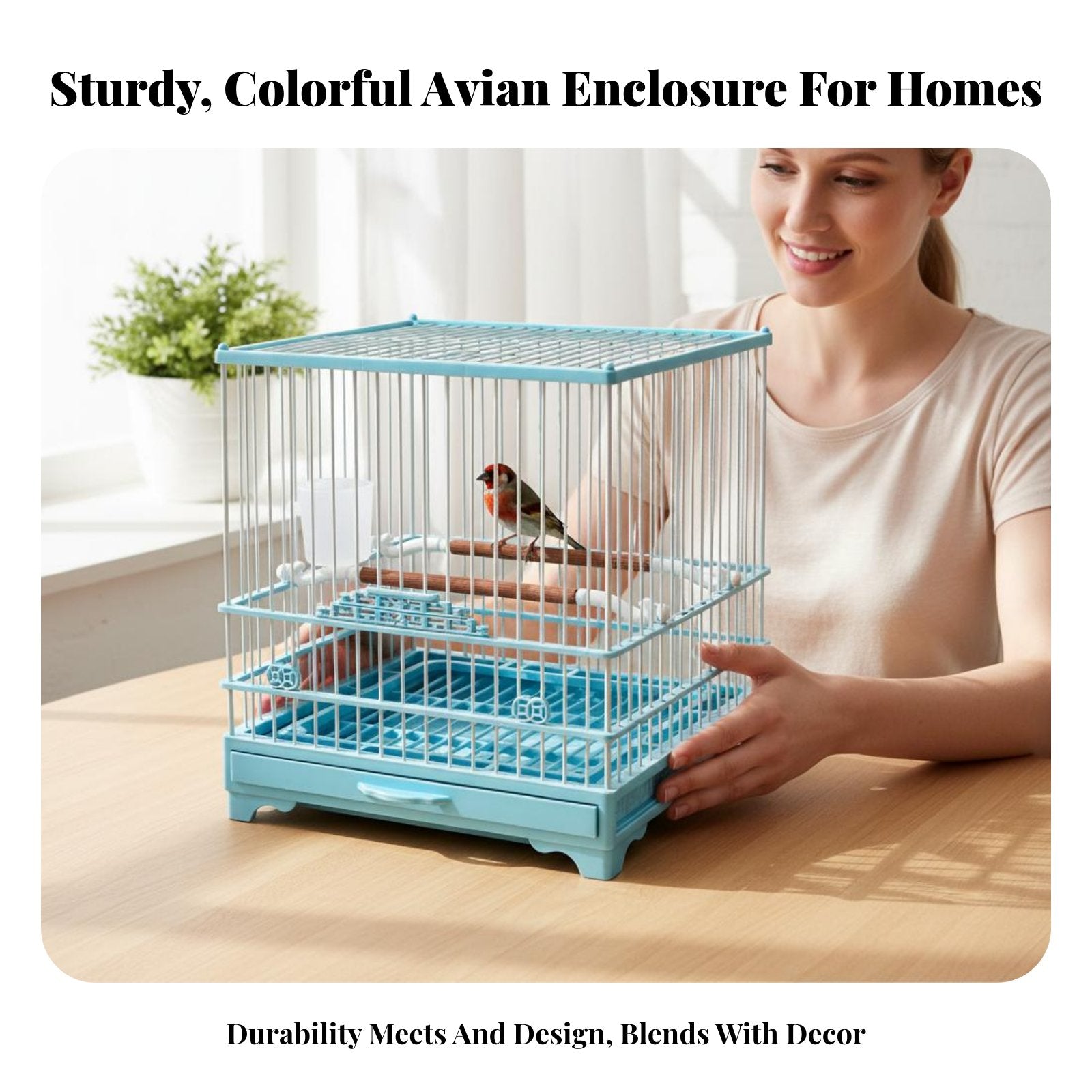 Square Finch housing Narrow Wire Spacing avian Housing reliable-latch for Indoors, Home