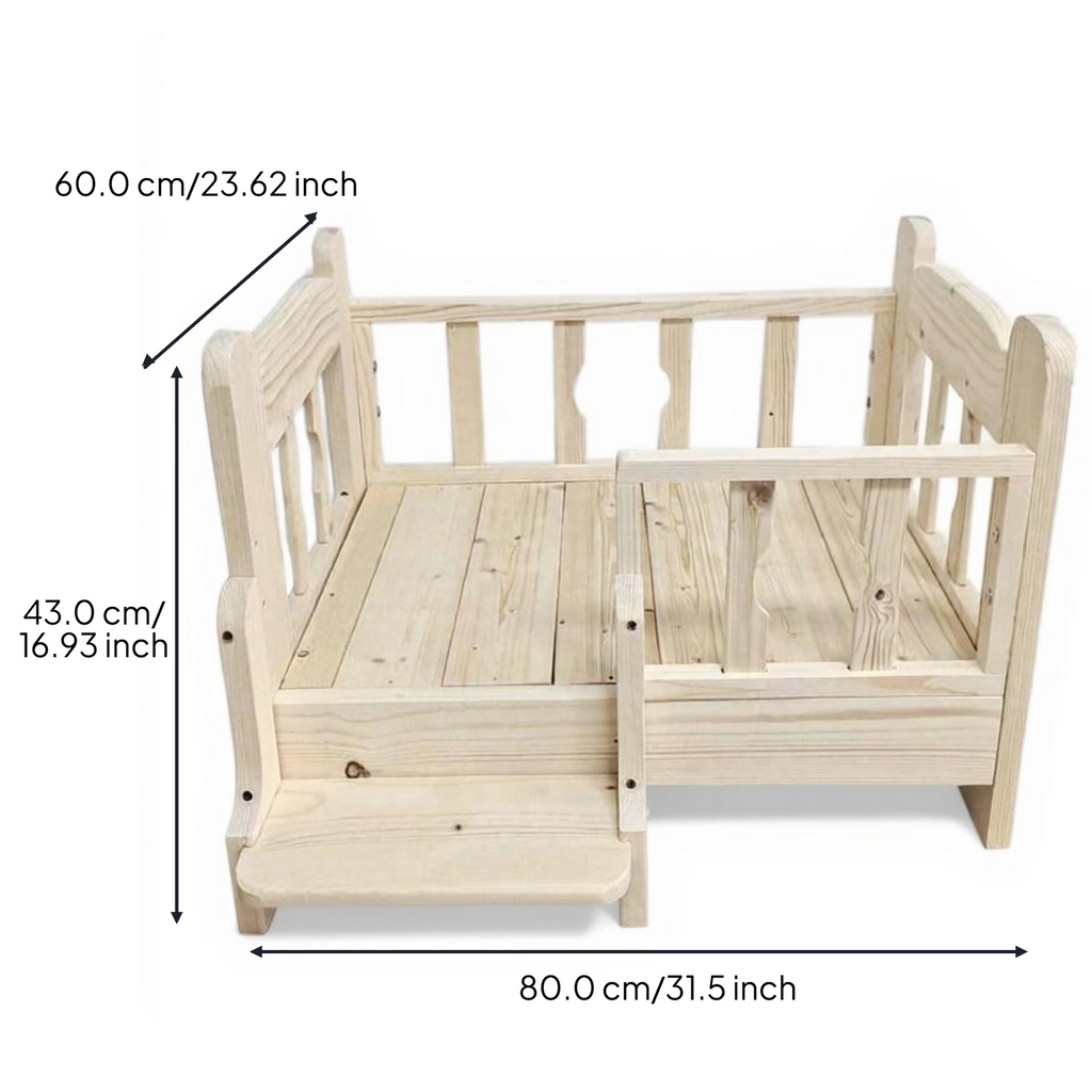 Elevated Wooden Pet Bed Frame, Indoor Pet House