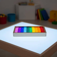 50 Pieces Square Acrylic Blocks Open-Ended Play Acrylic Blocks Transparent Wooden Block Tray Set