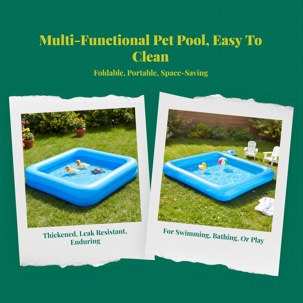 Leak-Resistant Animal Pool, Easy Clean, Portable Bowl
