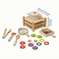 Wooden Play Kitchen Multi-Part Wooden Cooking Set Smooth Finish Role-Play Kitchen Set