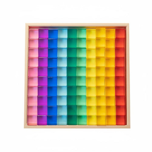 100 Pieces Translucent Acrylic Cubes High Light-Transmitting Property Gem Building Blocks Educational Acrylic Cube Blocks for Preschoolers, Kids