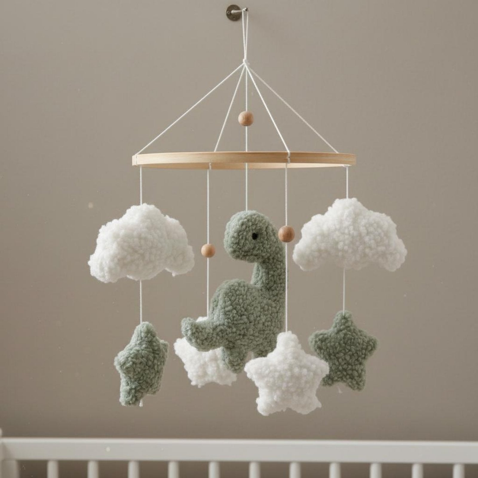 Felt Puff Mobile Handmade Crib Bell Nursery Soothing for Babies