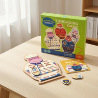 Animal Threading Board Colorful Lacing Practice Board Hand-Eye Coordination