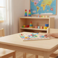 Wooden Calendar Clock High-Quality Wood Kids Learning Calendar Polished Edges