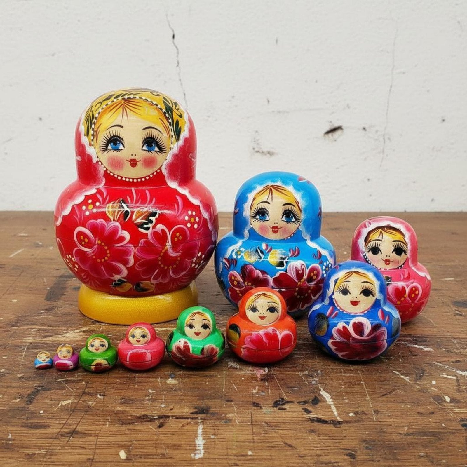10 Pieces Matryoshka Nesting Doll Traditional Design 10-Layer Nesting Doll Set Great Gift Idea Stacking Toy for Kids, Playroom, Nursery