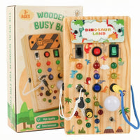 Wooden LED Busy Board Toy Travel-Friendly LED Busy Board Safe Rounded Edges