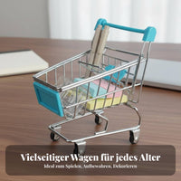 Small Metal Shopping Cart Toy Realistic Design Mini Shopping Cart Rolling Wheels