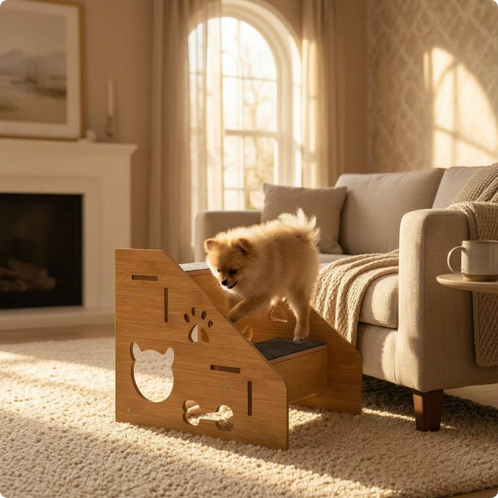 Wooden Pet Stair Ramp Decorative Dog Steps Sturdy for Sofa