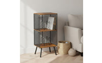 Three-Tier Vinyl Album Stand Rustic Vintage Design for Listening Corner