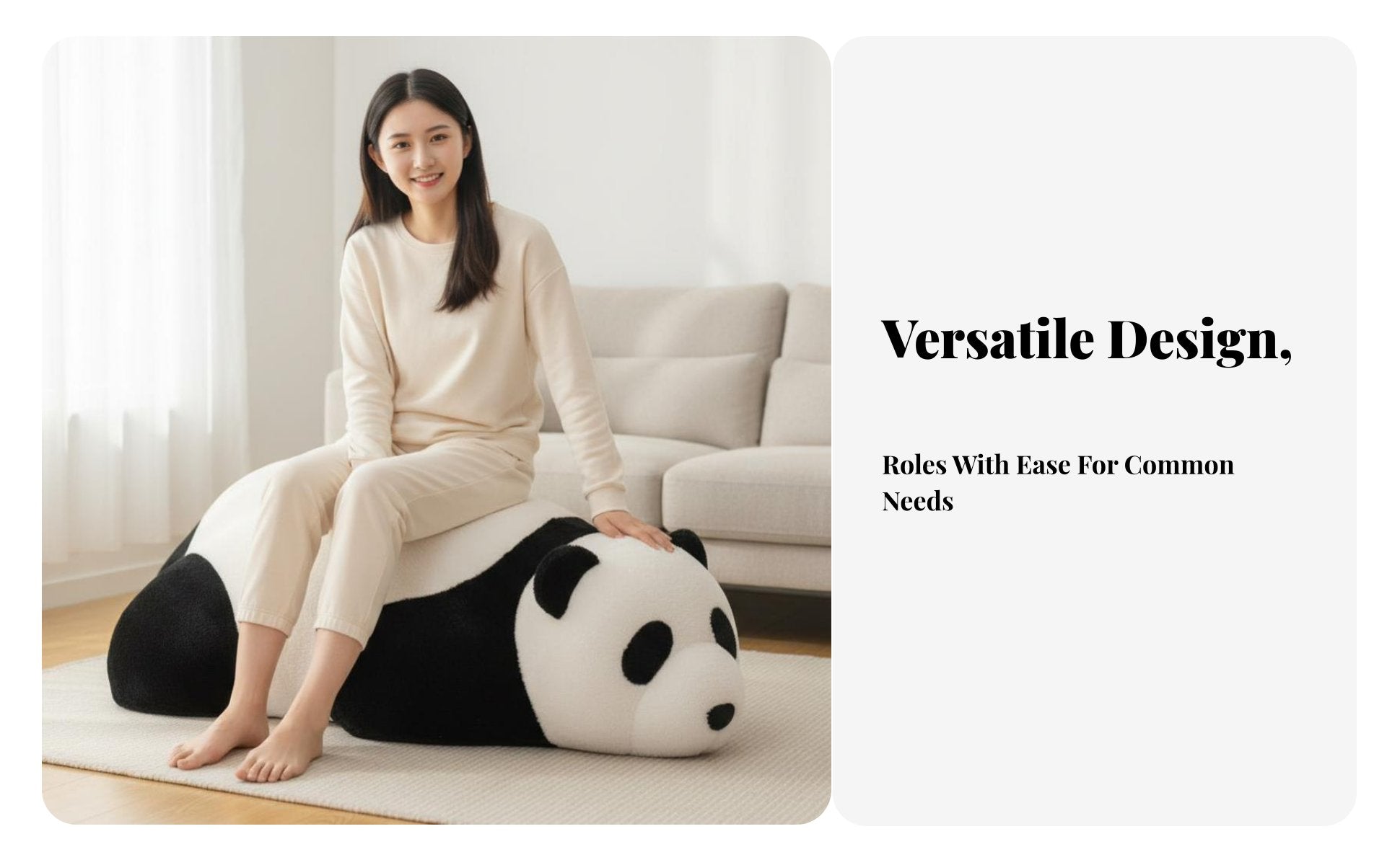Lying Panda Floor Chair Creative Design soft Seat Multi-Functional for children, Playroom, Nursery