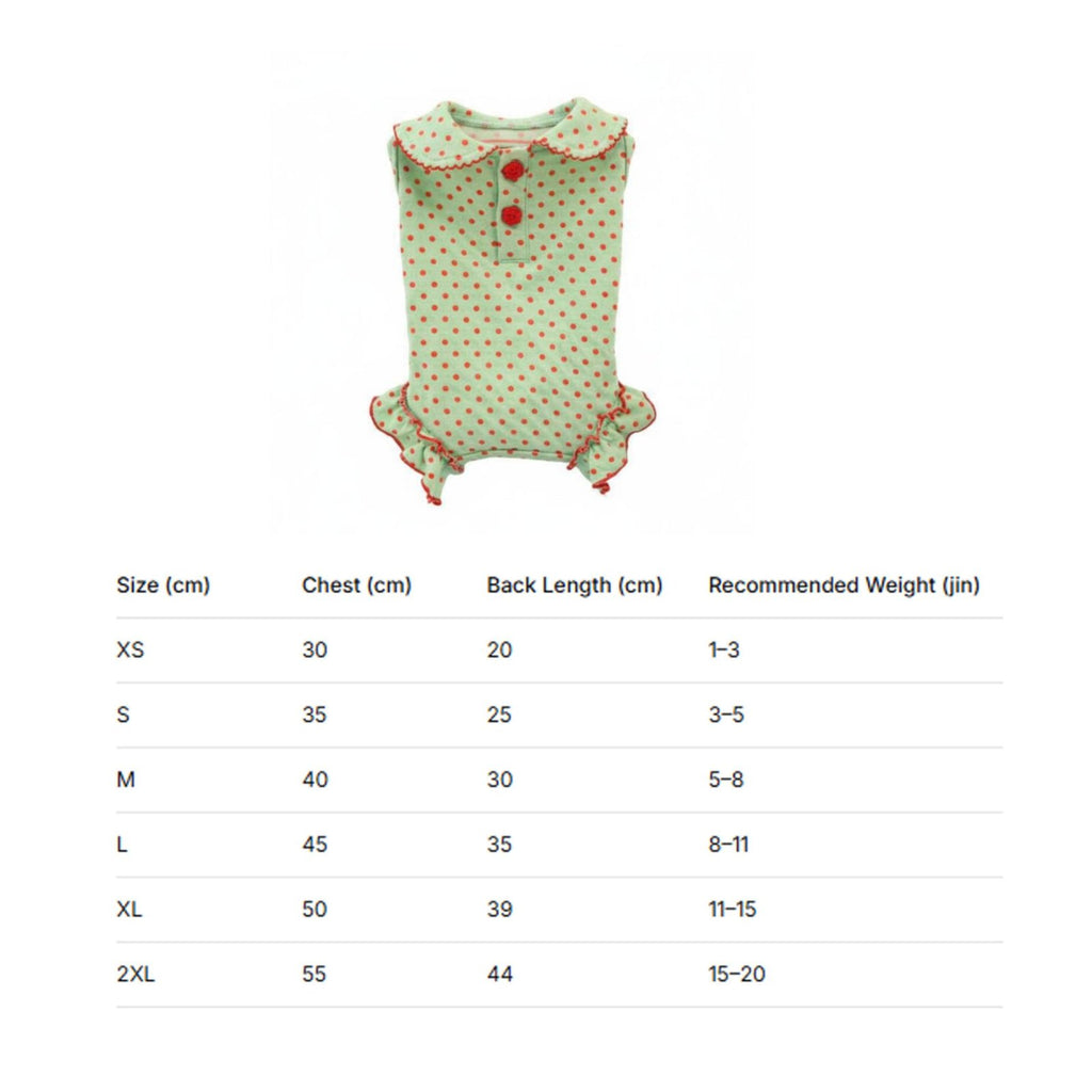 Collared Dog Jumpsuit Polka Spotted Pet Bodysuit Spring Warm-Weather Pet Outfit for Photo Photography