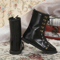 Black Short Doll Boots Handmade Doll Boots Metal Eyelets