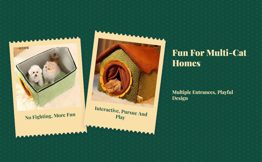 Cat Cave House, Warm Enclosed Bed, Removable Tent, Plush Den