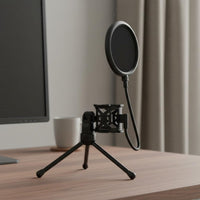 Tripod Sound Input Instrument Stand Universal Sound Input Instrument Plosive Screen Stand Non-Slip Pads Microphones Holder for Streamers, Podcasters