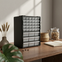 Drawer Parts Cabinet Black Finish 39-Drawer Cabinet for Workshop, Garage