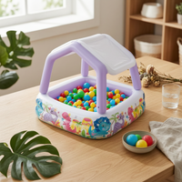 Shelter Kiddie Pool Portable Seas Theme Pool Foldable Kids Outdoor Gear for Families, Garden, Poolside