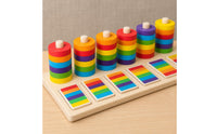 Sorting Stacking Toy Cognitive Development Wooden Circular Disc Stacker