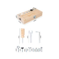 Wooden Educational Screw-and-Lock Toy Natural Wood Lock and Key Board Hinged Lid