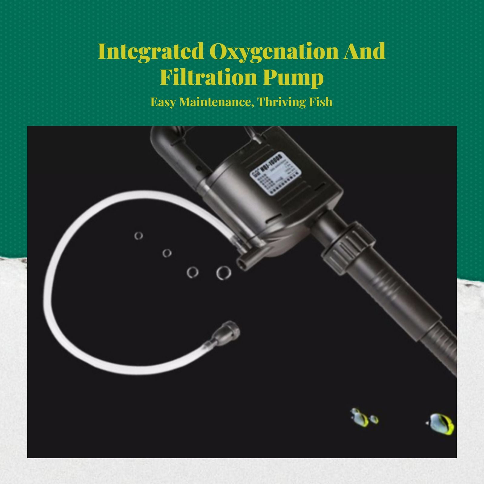 Immersible aquatic pump, high height, extremely quiet, multi-functional aquatic habitat purifier, oxygenation for fish tanks