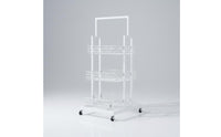 Mobile Snack Display Stand Large Capacity Multi-Tier Floor Standing Shelf 3-Tier Rolling Storage Cart Sturdy Duty for Bedroom