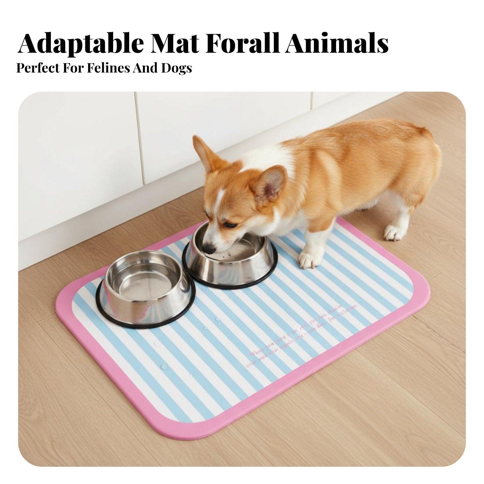 Pet Bowl Placemat Waterresistant Feeding Mat Non-Sraised border for Indoor, Kitchen